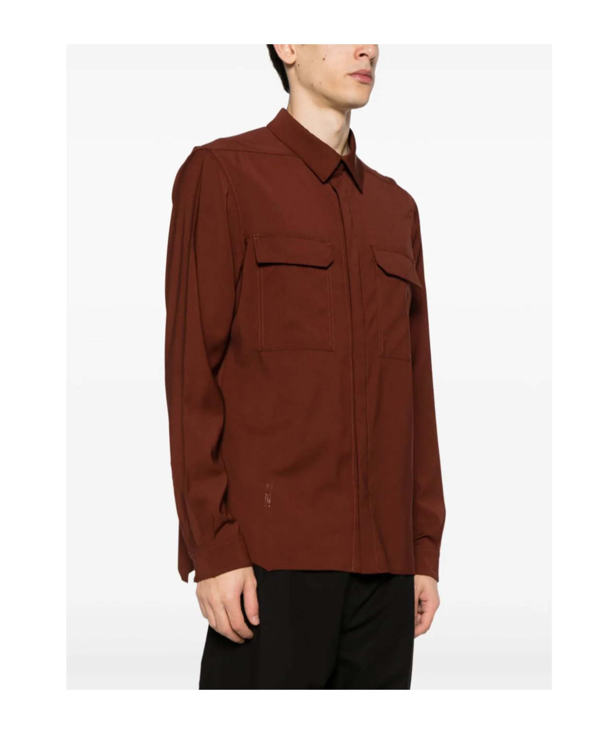 Rick Owens Long-sleeve Virgin-wool Shirt In Brown