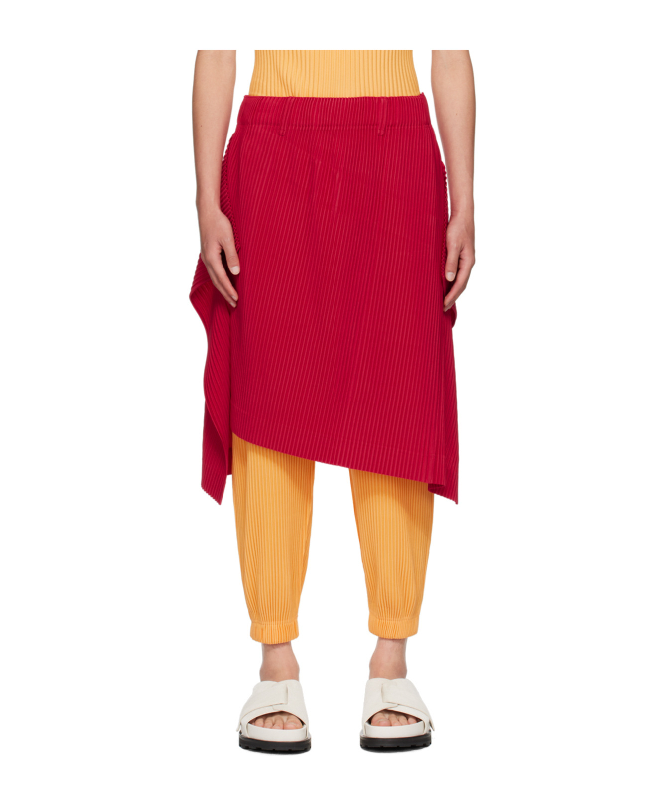 Issey Miyake Asymmetrical Skirt In Red