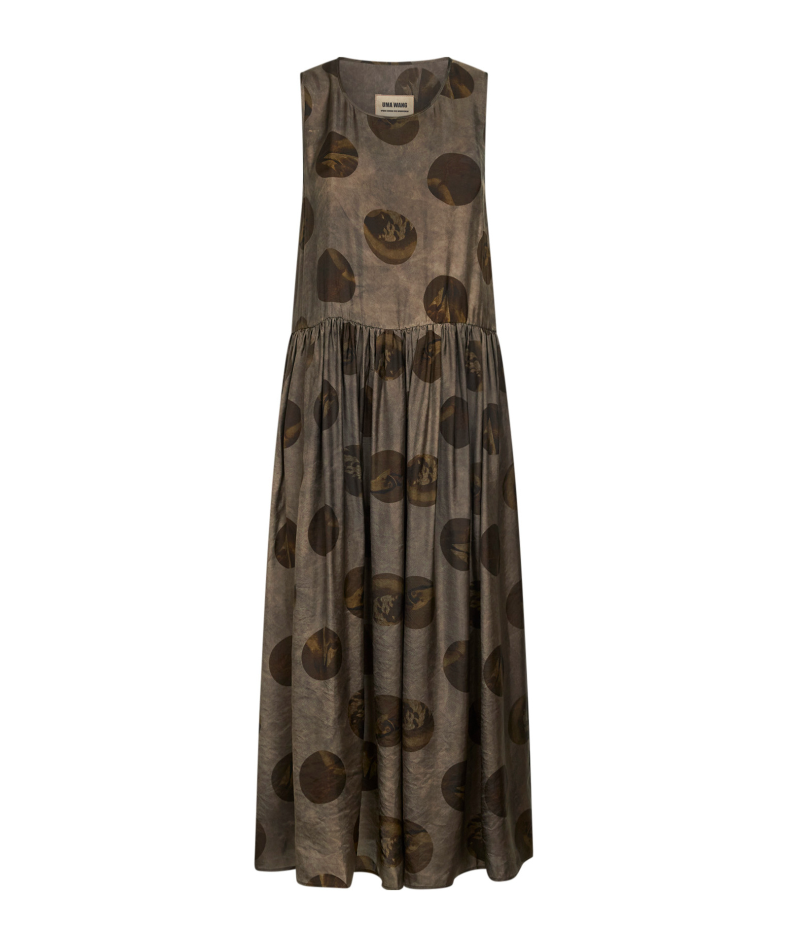 Uma Wang Sleeveless Round-neck Dress In Brown