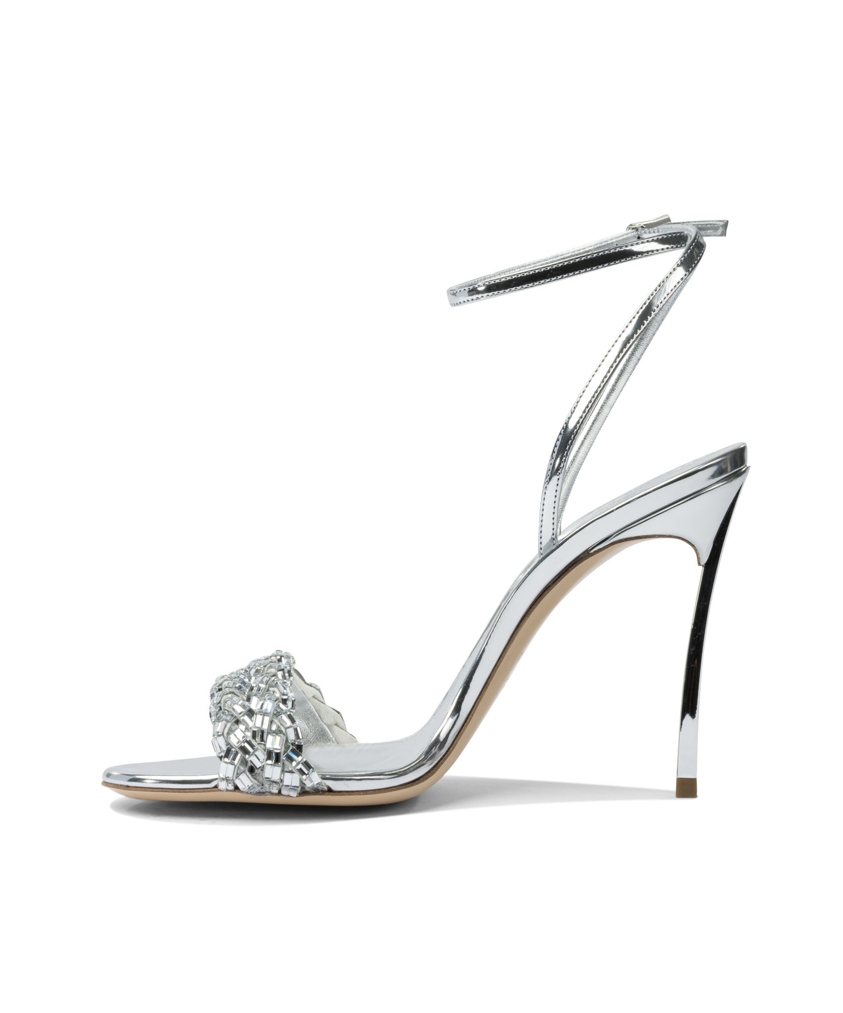 Casadei 100mm Interstellar Crystal-embellished Sandals In Metallic