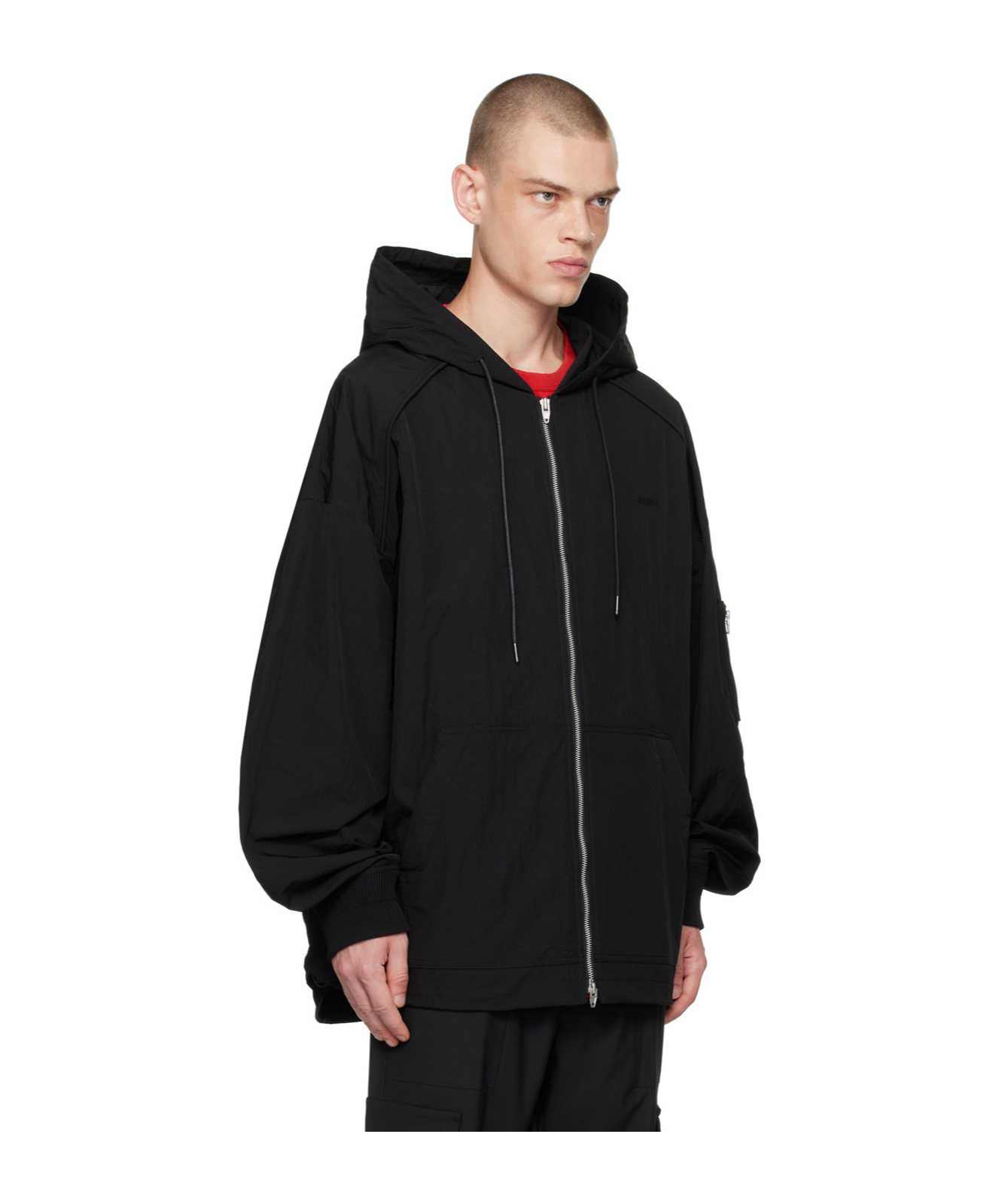 Juunj Black Puckering Track Jacket In Black