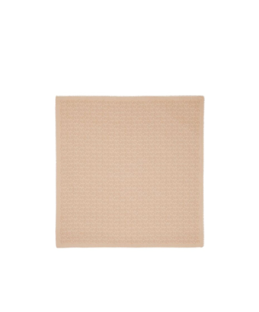 Saint Laurent Logo-jacquard Scarf In Nude