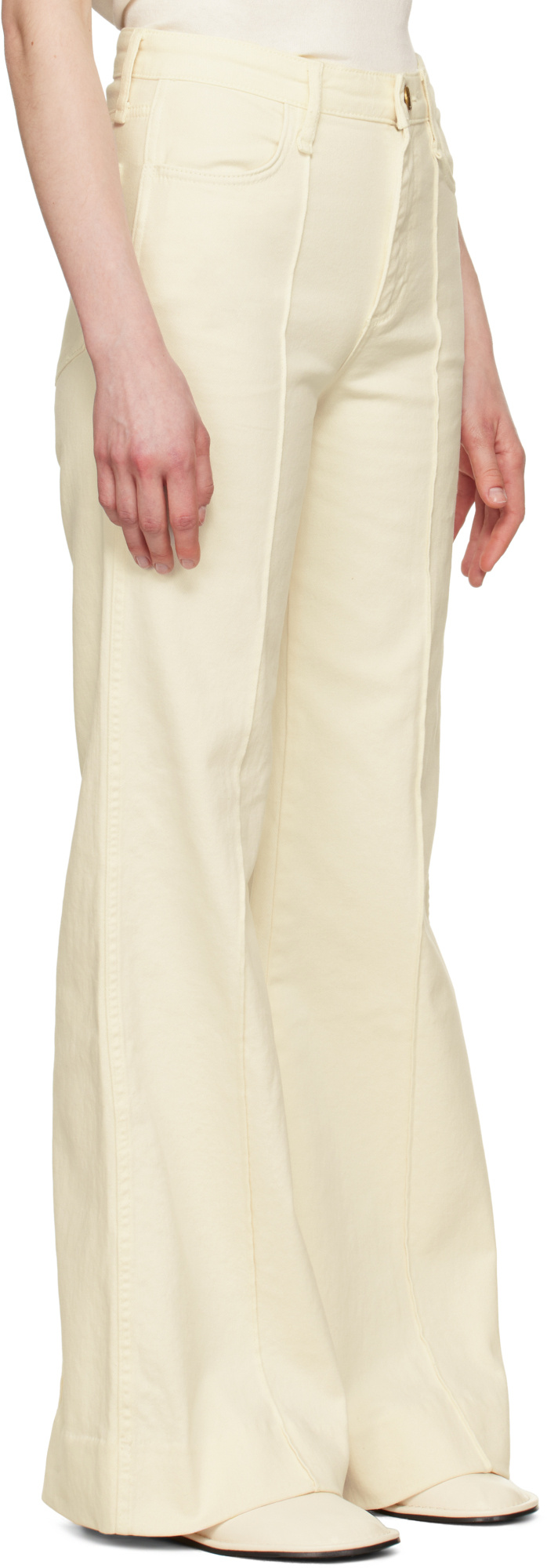 Rag & Bone Off-white Skylar Wide-leg Flare Jeans In Nude