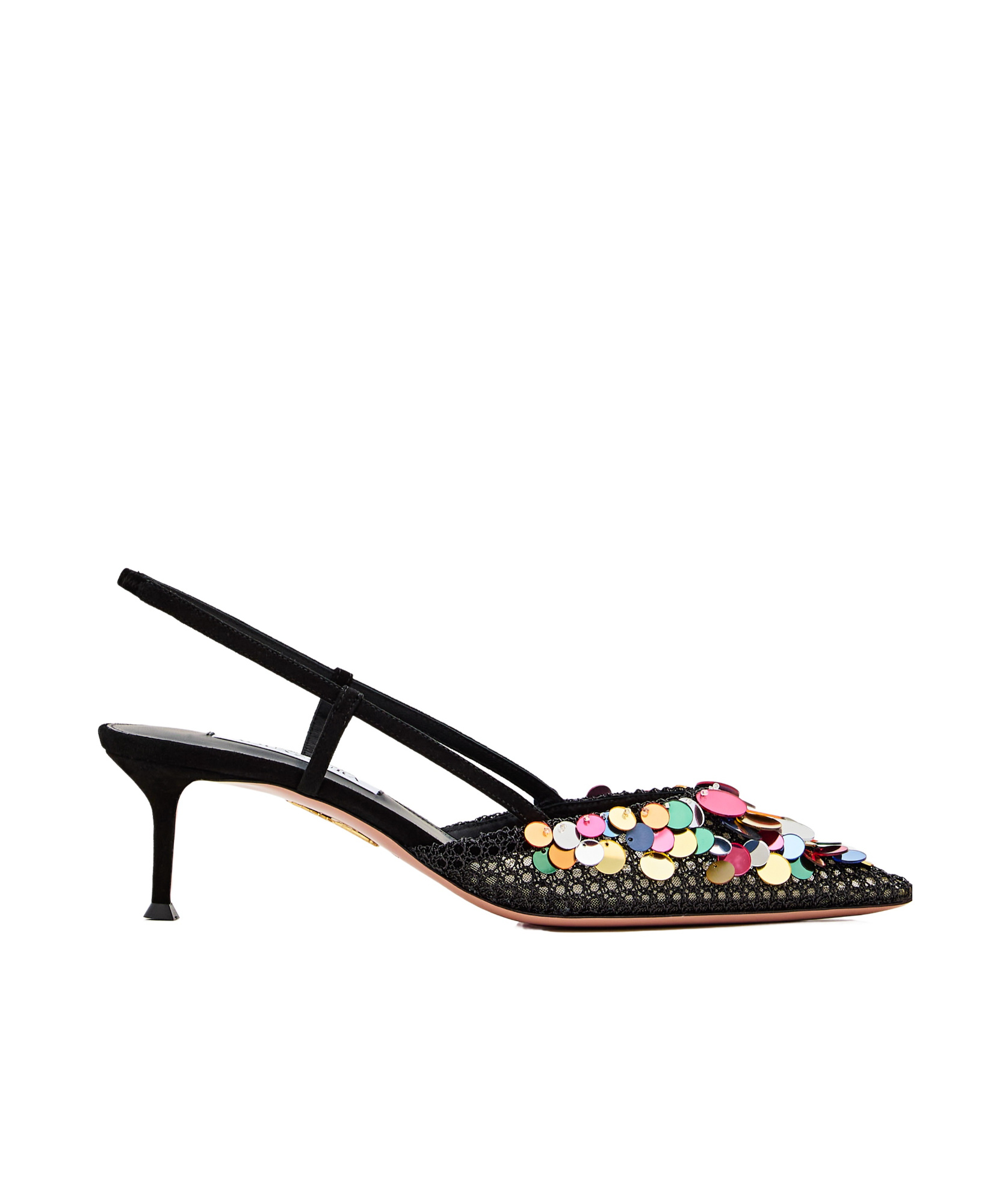 Aquazzura Can Can 105 Sequined Mesh And Suede Slingback Pumps In Black