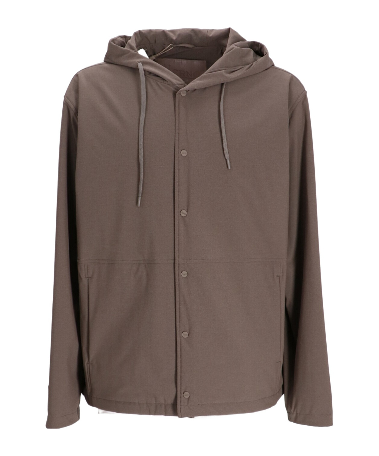 Herno Hooded Button-fastening Jacket In Brown