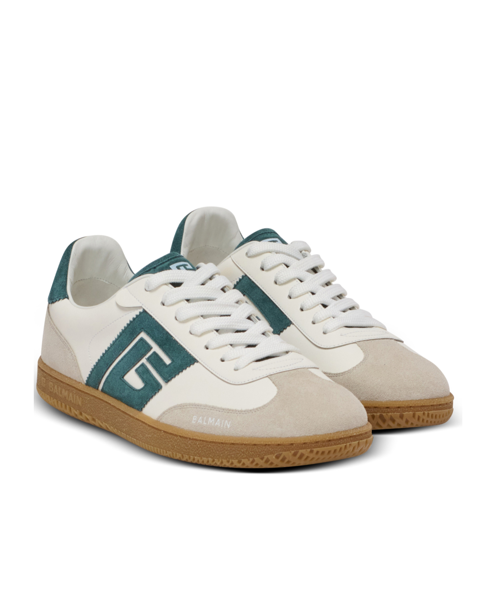 Balmain Swan Suede And Smooth Leather Trainers In Neutral
