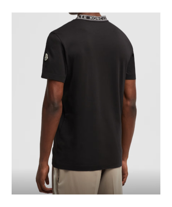 Moncler Short-sleeved Cotton T-shirt In Black