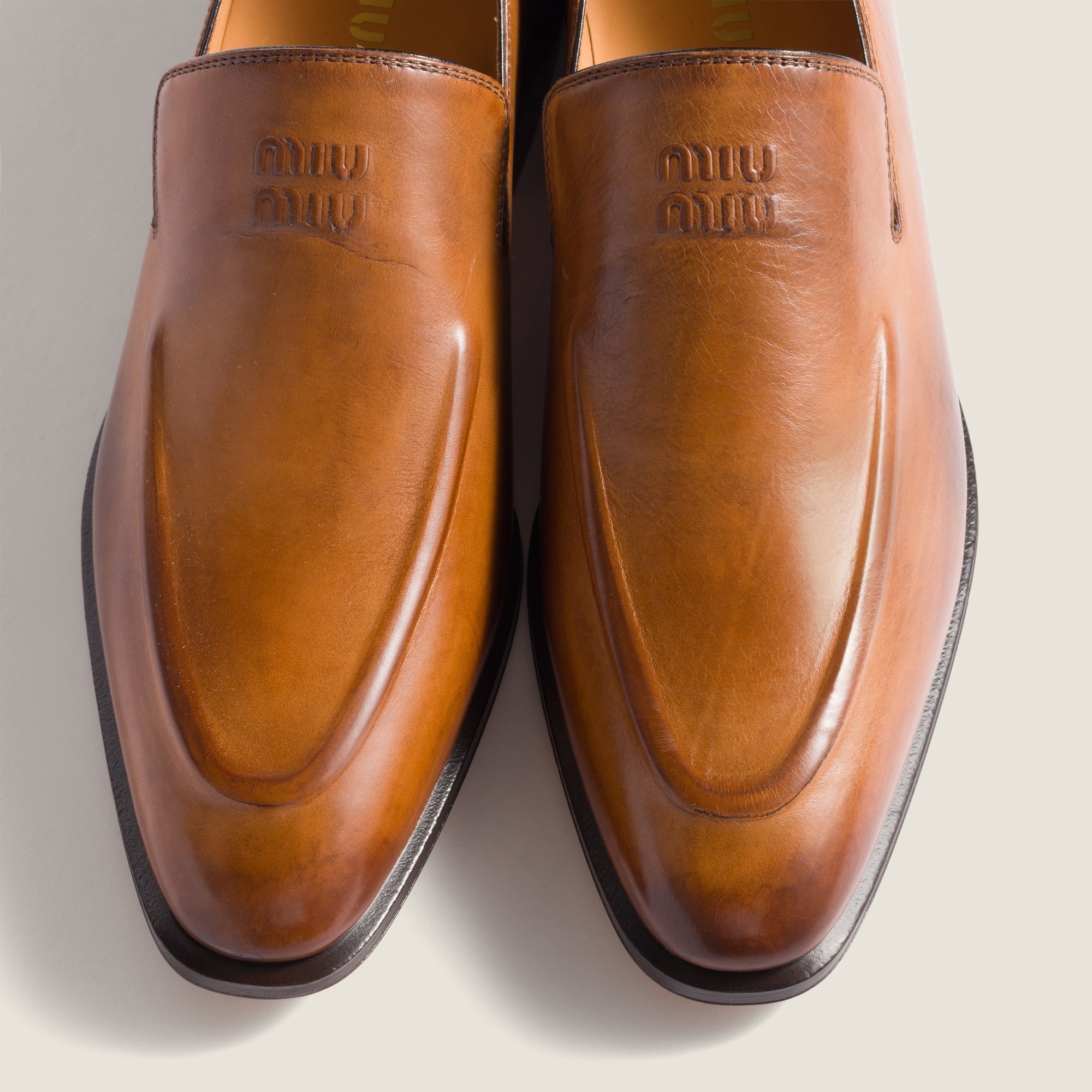 Miu Miu Runway Waxed Loafer In Brown