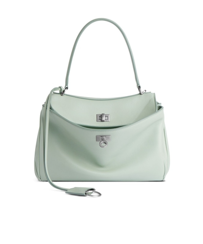 Balenciaga Rodeo Small Calfskin Top-handle Bag In Mineral Green