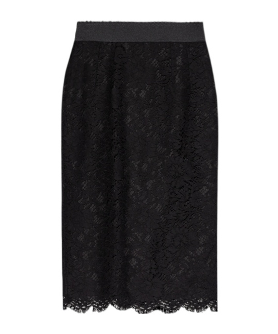 Dolce & Gabbana Lace-panel Midi Skirt In Black
