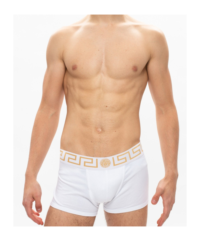 Versace Greca Waistband Boxer Briefs In White