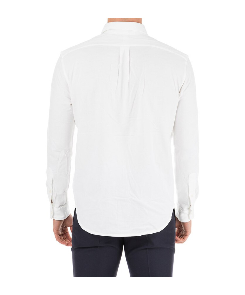 Polo Ralph Lauren Long-sleeve Button-up Shirt With Pointed Collar And Embroidered Logo In White