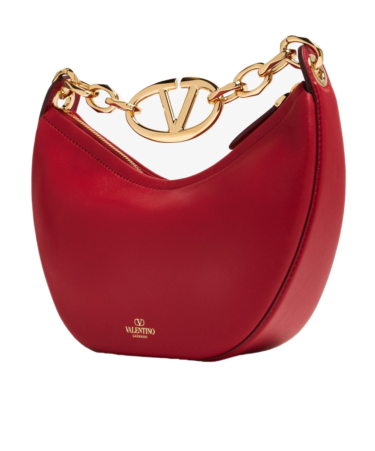 Valentino Mini Vlogo Moon Tote Bag In Red