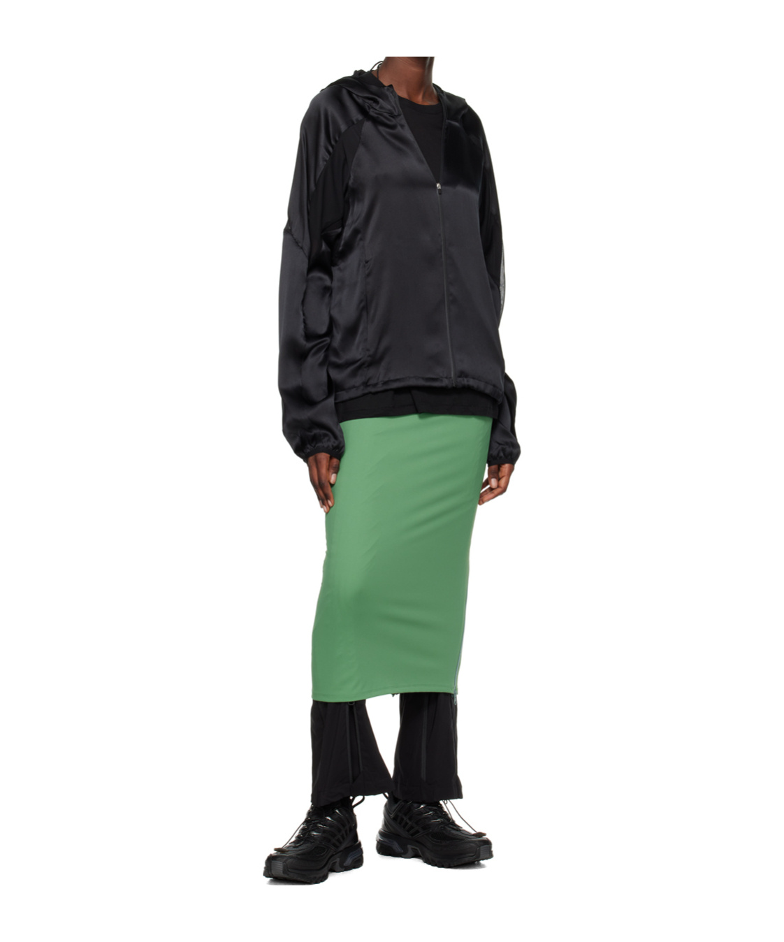 Post Archive Faction (paf) Elastic Zipper Skirts In Green