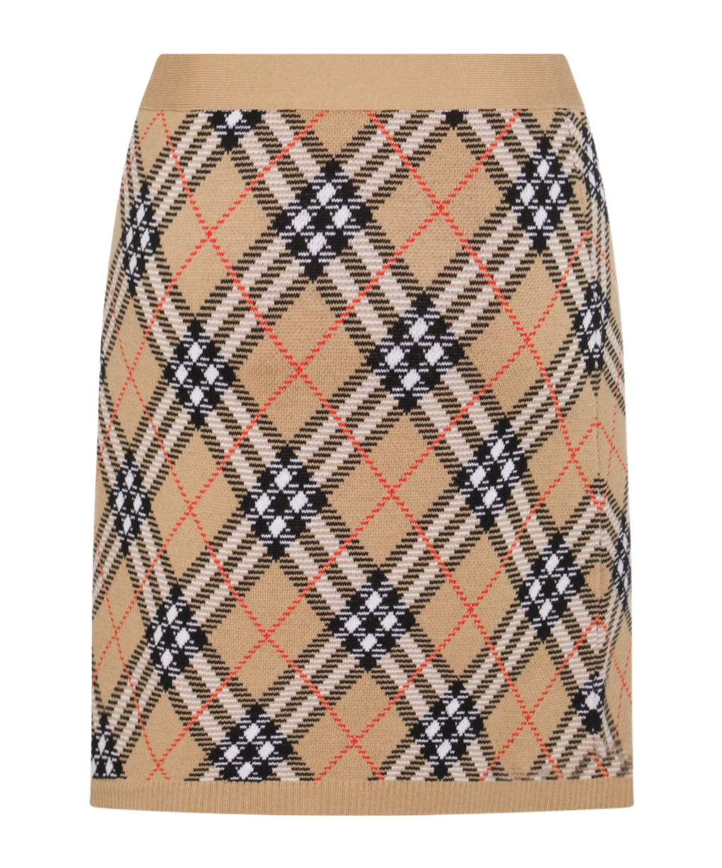 Burberry Embroidered Wool Blend Mini Skirt In Brown