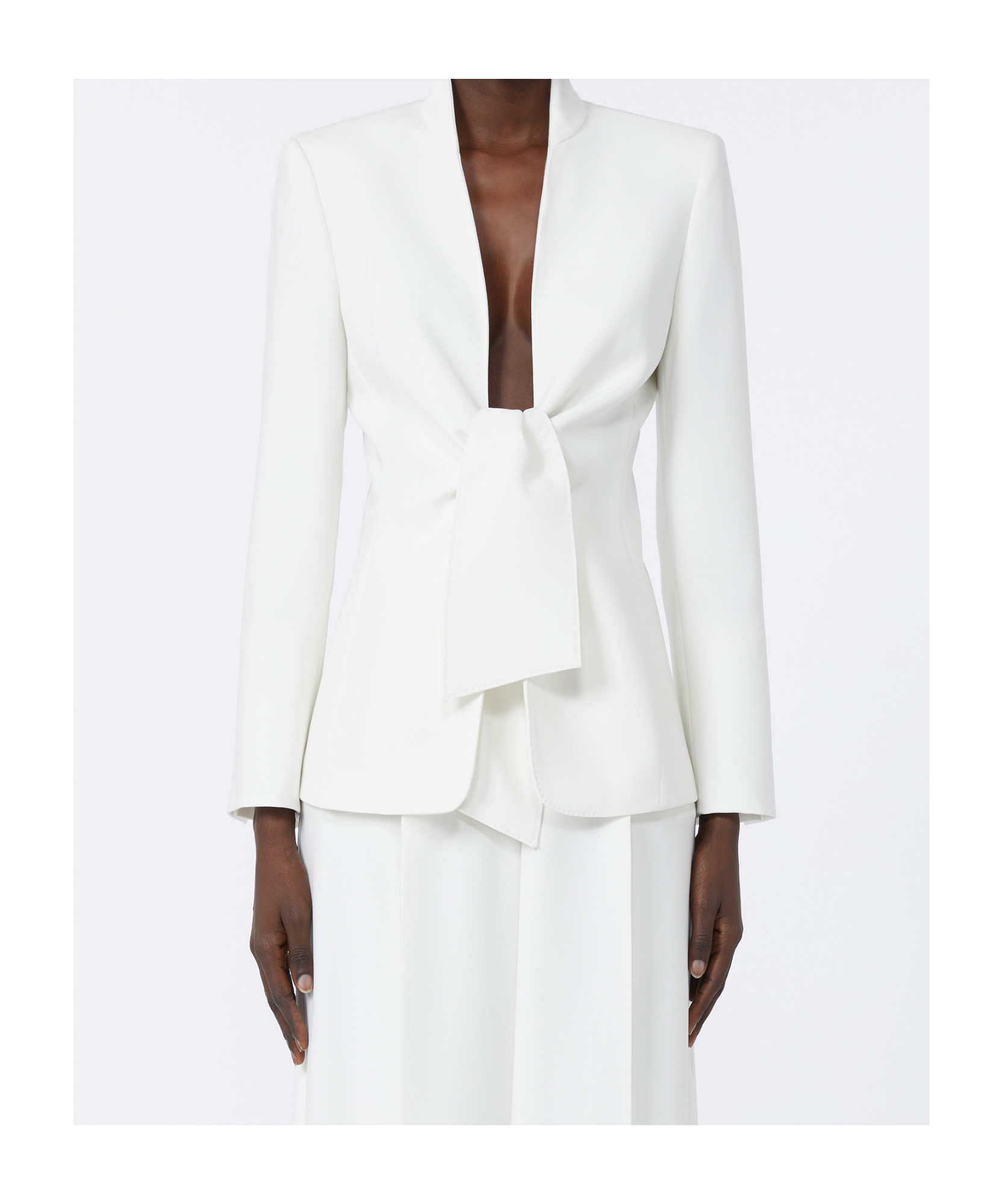 Max Mara Ghiotto Open-front Blazer With Knotted Sashes In White