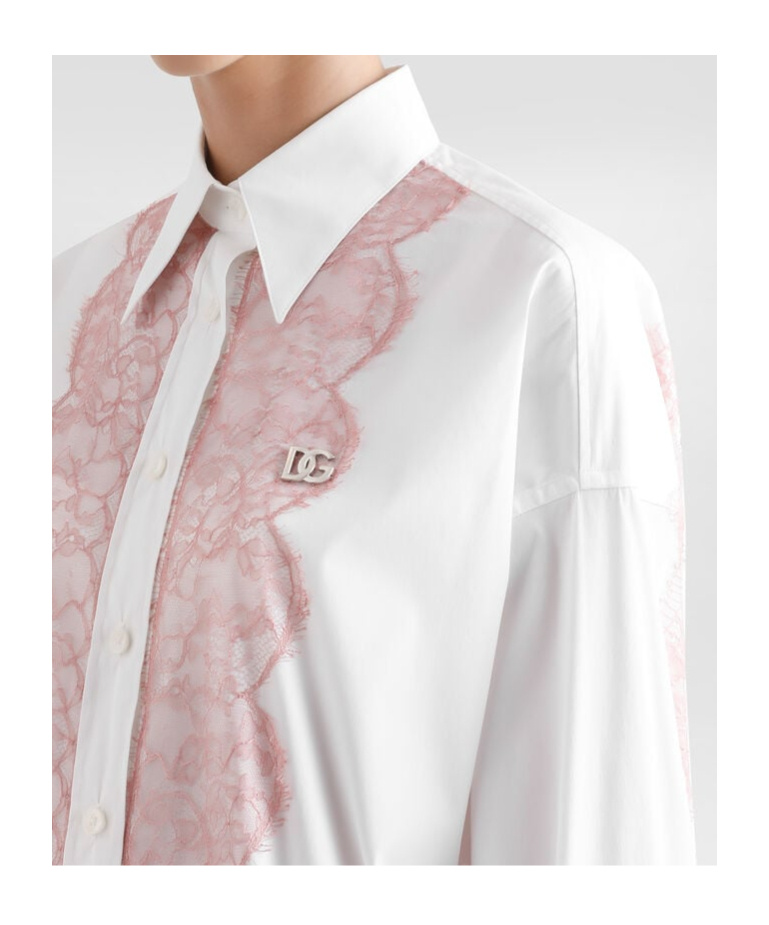 Dolce & Gabbana Lace-trimmed Shirt In White