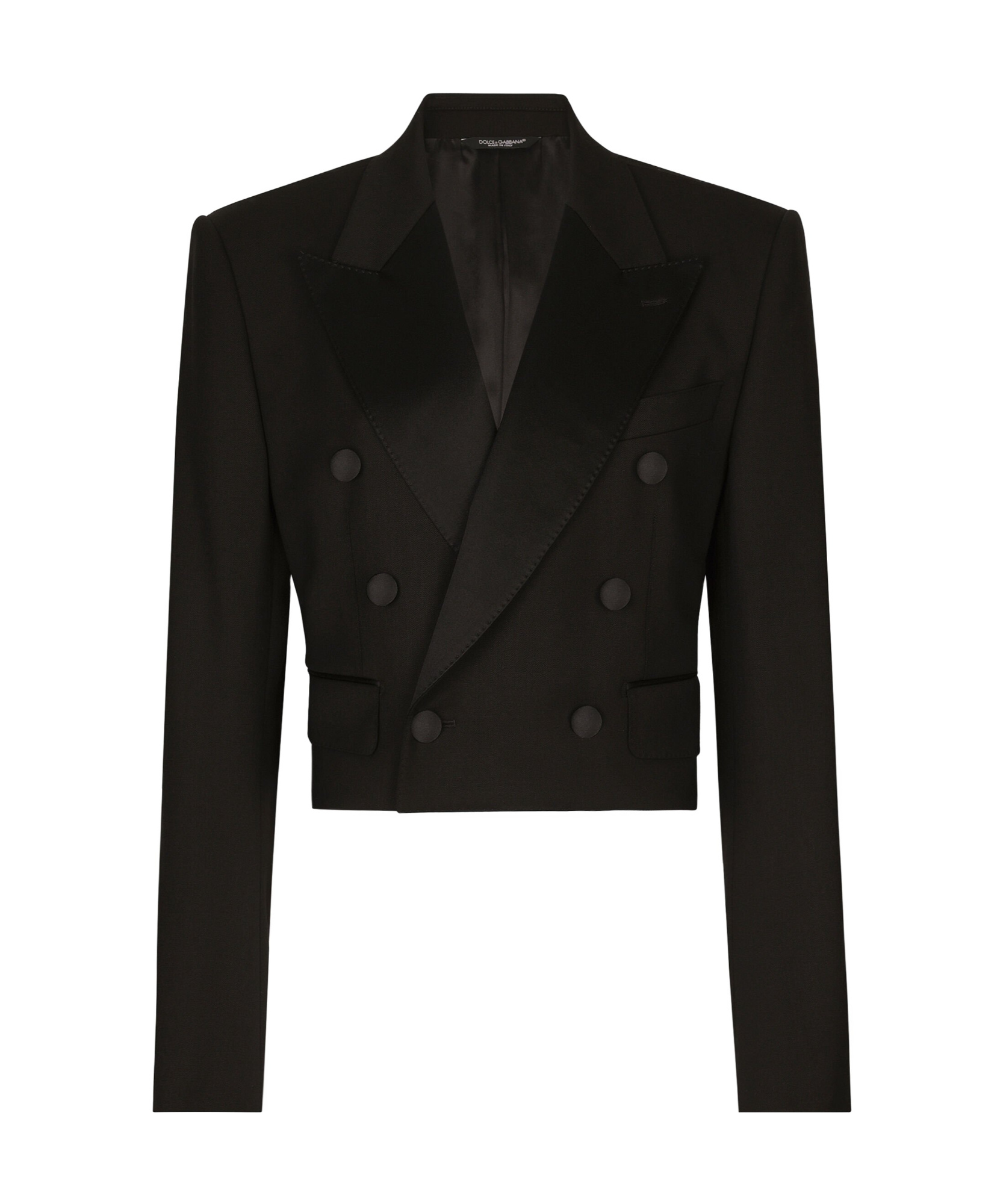 Dolce & Gabbana Virgin Wool-blend Cropped Blazer In Black