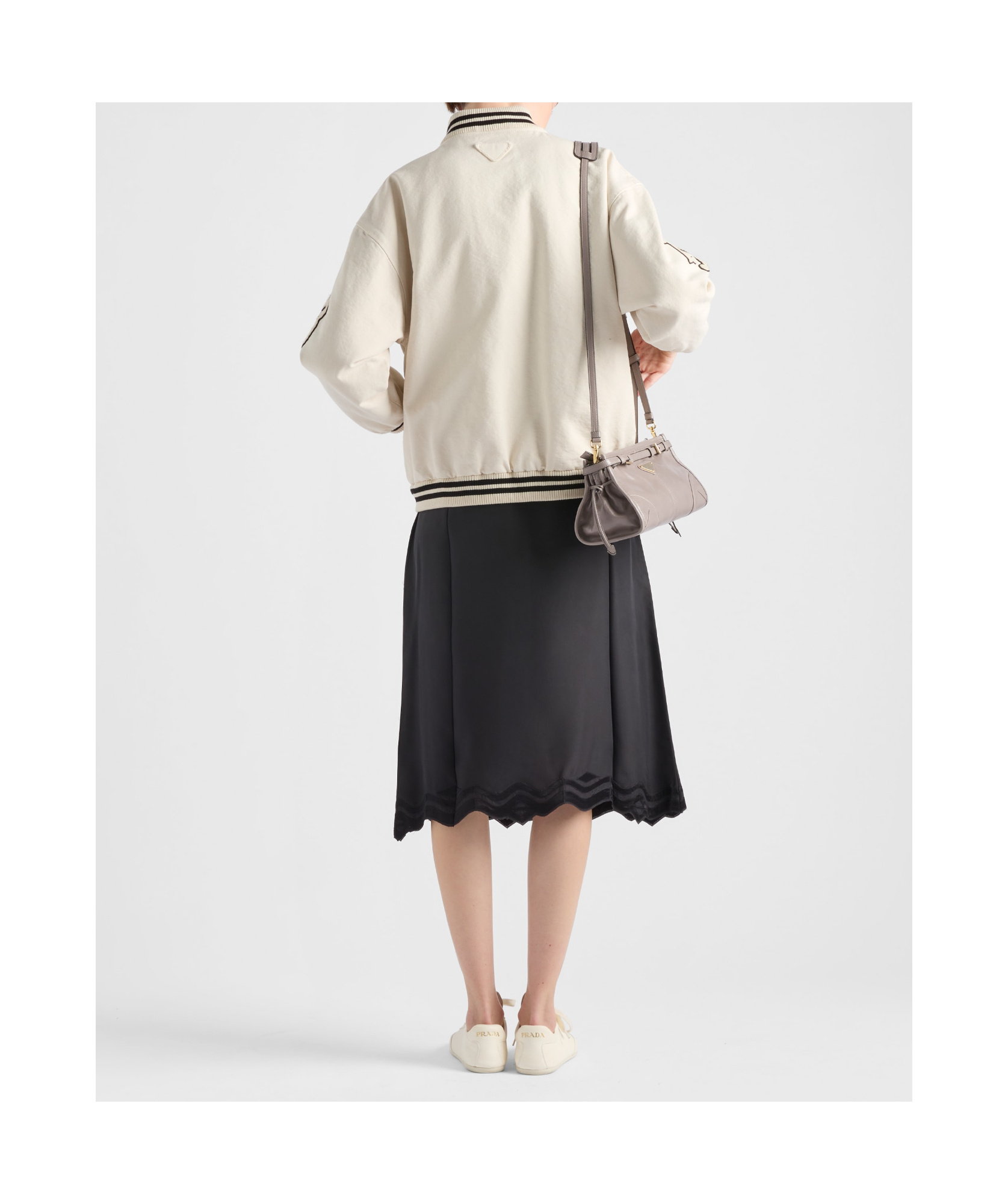 PRADA CANVAS BOMBER JACKET WITH PATCHES