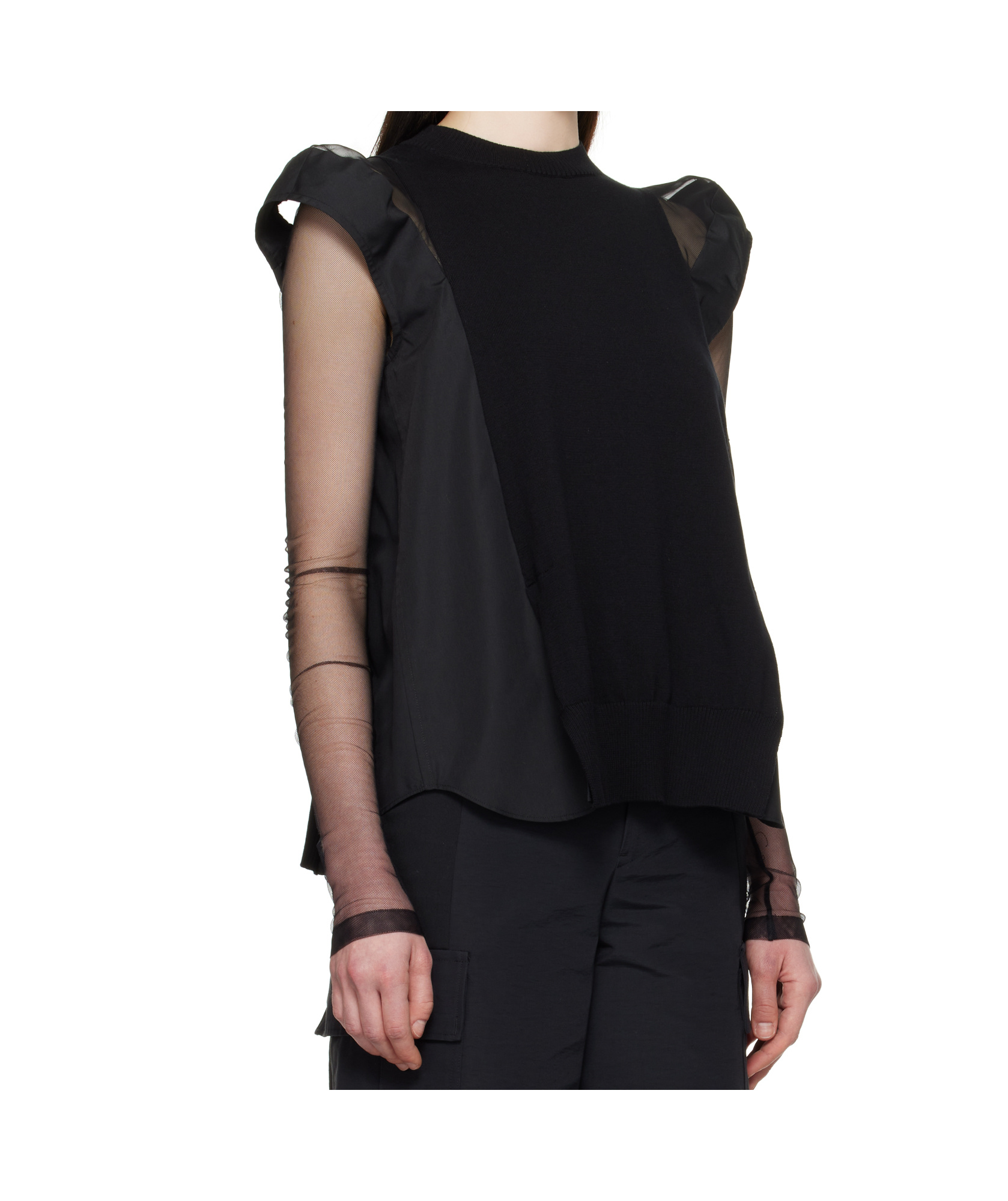 Shop Sacai Cotton Top In Black