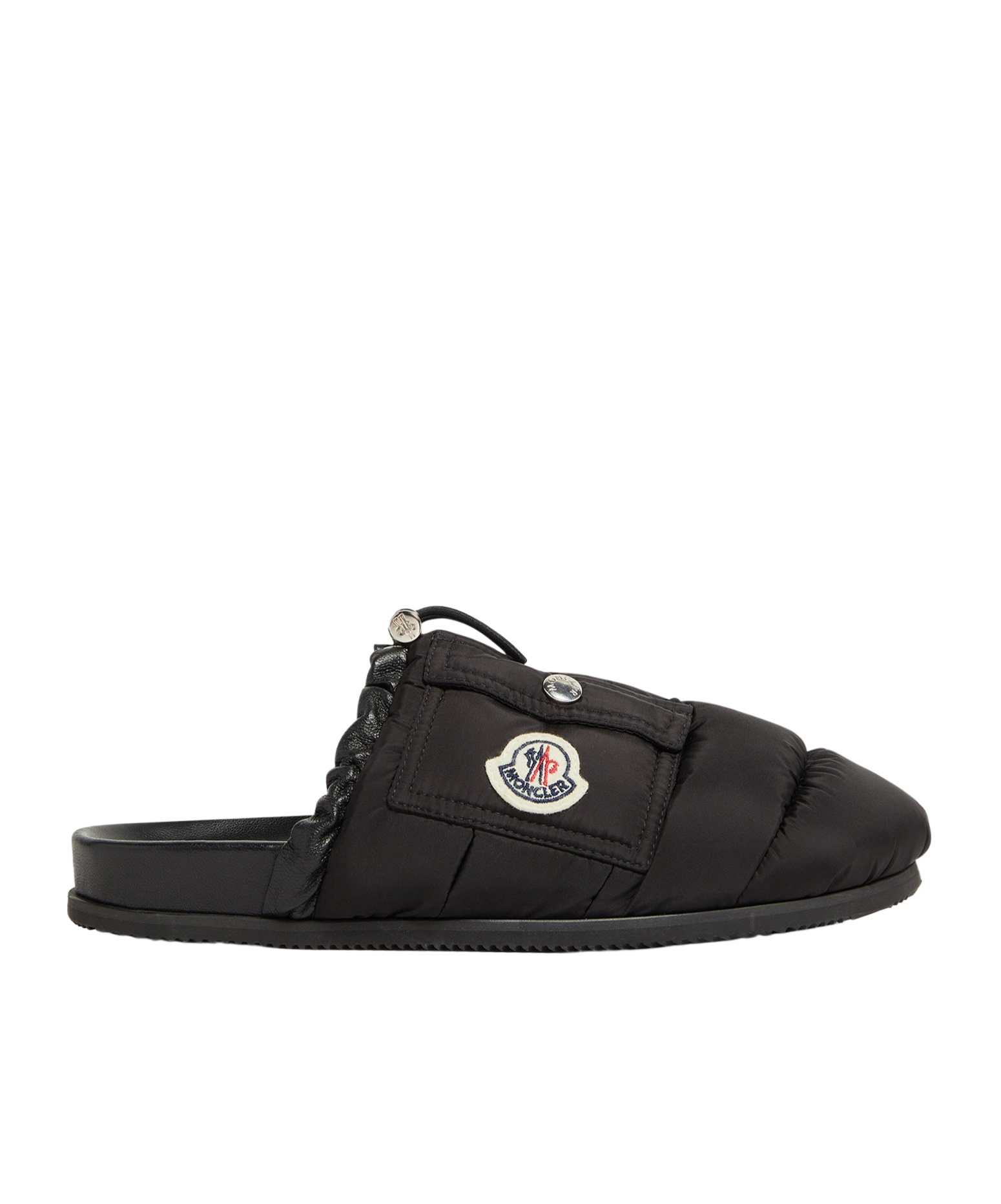 Shop Moncler Mon Pocket Padded Leather Mules In Black