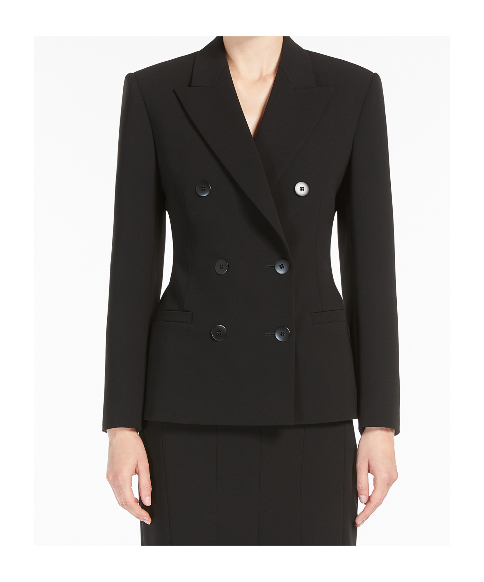 Max Mara Long-sleeved Suit Coat In Black