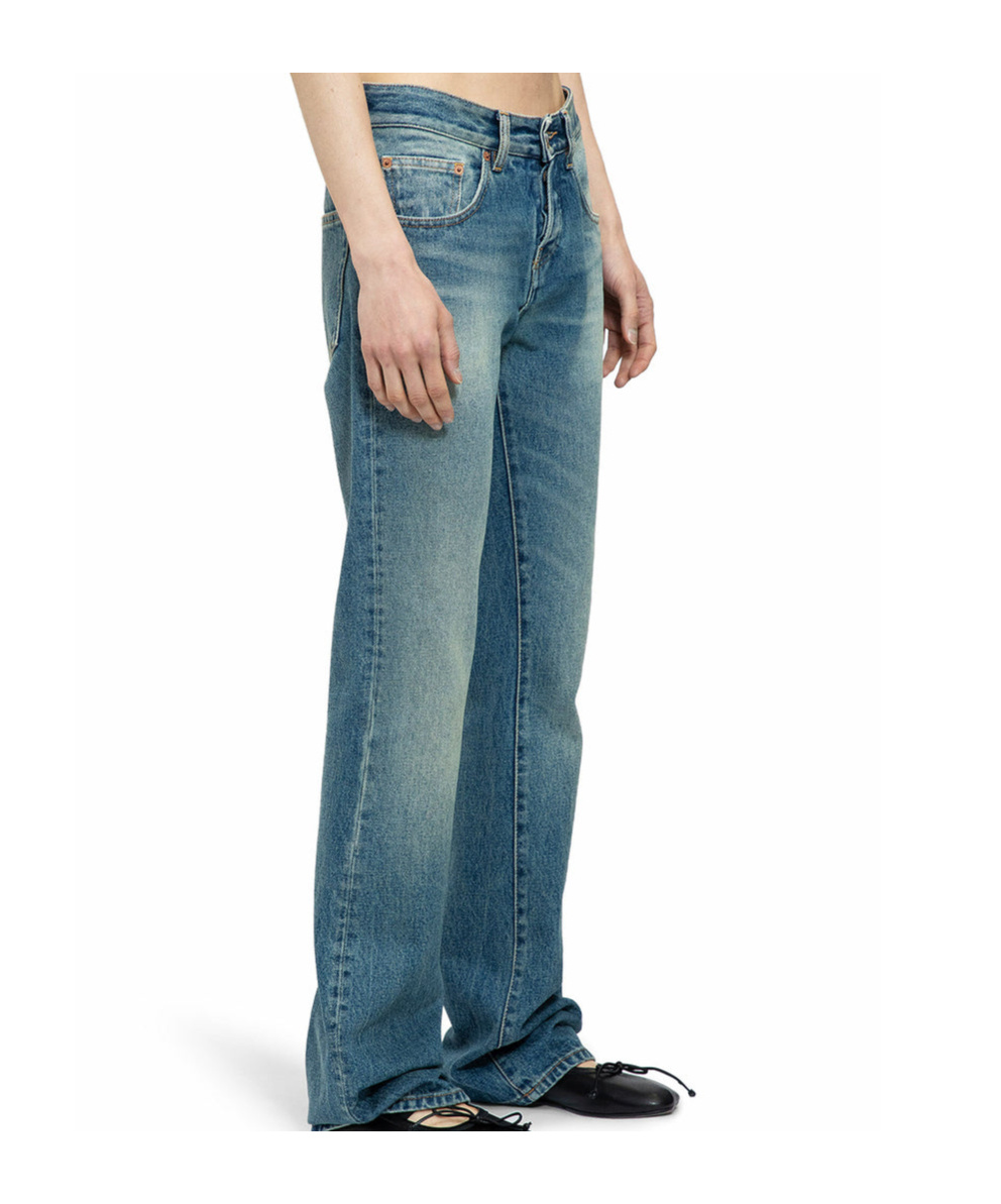 Mm6 Maison Margiela Washed Low-rise Cotton Jeans In Blue