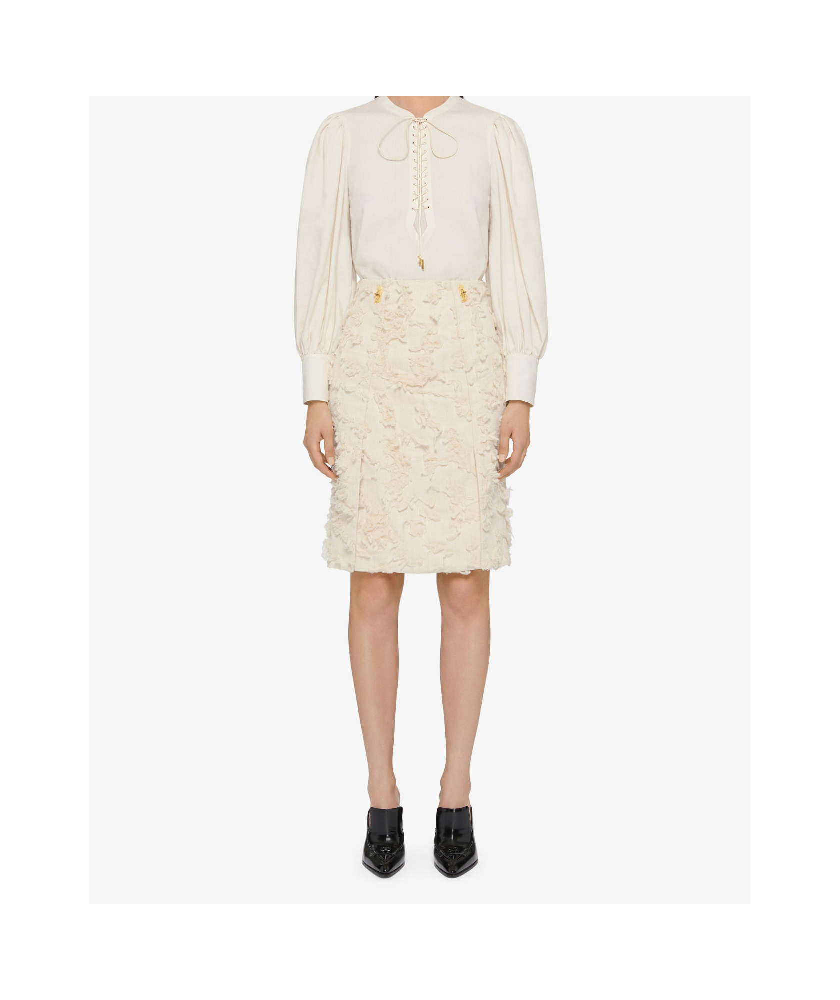 Givenchy Blouse In Linen With Laces With 4g Embroidery In Off White