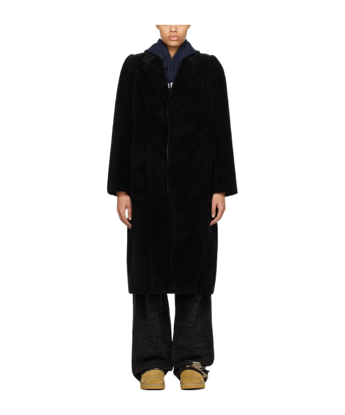 Ader Error Flat Lapel Collar Button Coat In Black