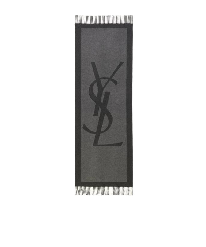 Saint Laurent Cassandre Jacquard Scarf In Black