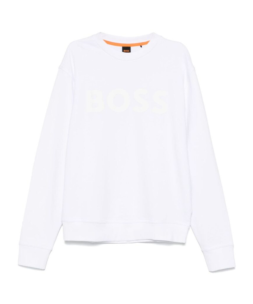 Hugo Boss Rubberised-logo Sweatshirt In White