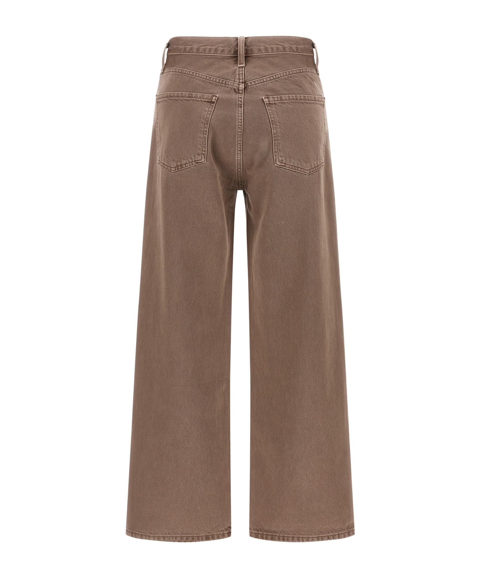 Agolde Wide Leg Denim Trousers With Front And Back Pockets In Brown