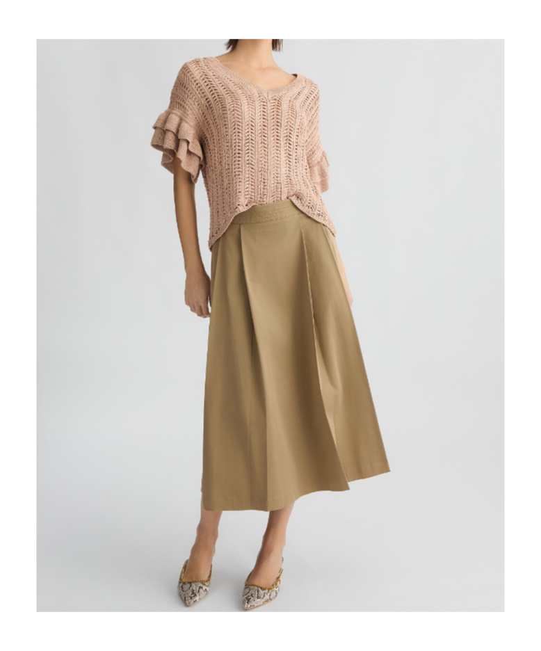 Liu •jo Liu Jo High-waisted Mid-length Midi Skirt In Beige In Green