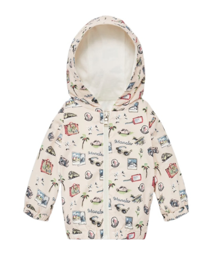 Moncler Long-sleeved Hooded Jacket In Pink