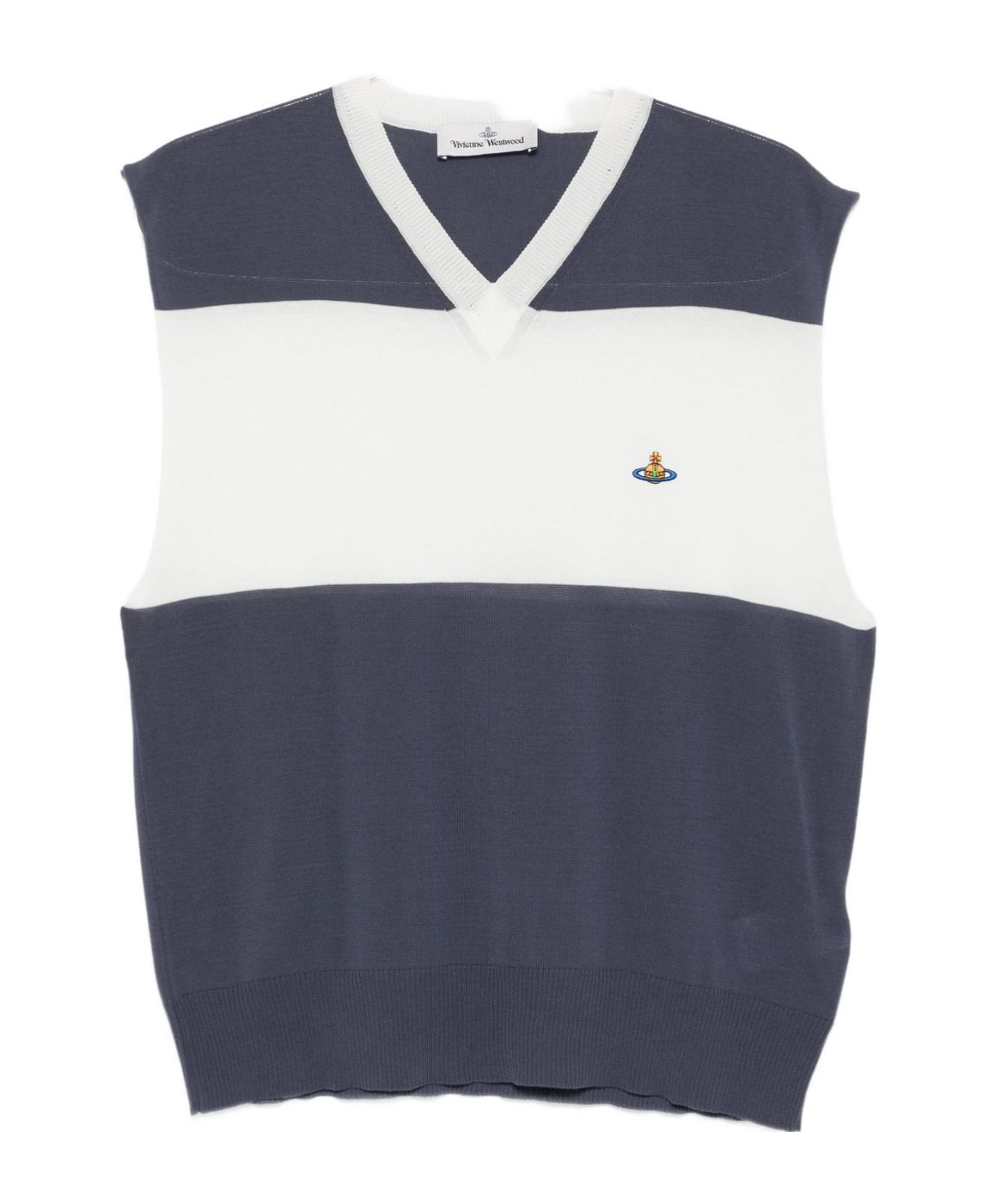 Vivienne Westwood Block Stripe Sleeveless V-neck Top In Blue