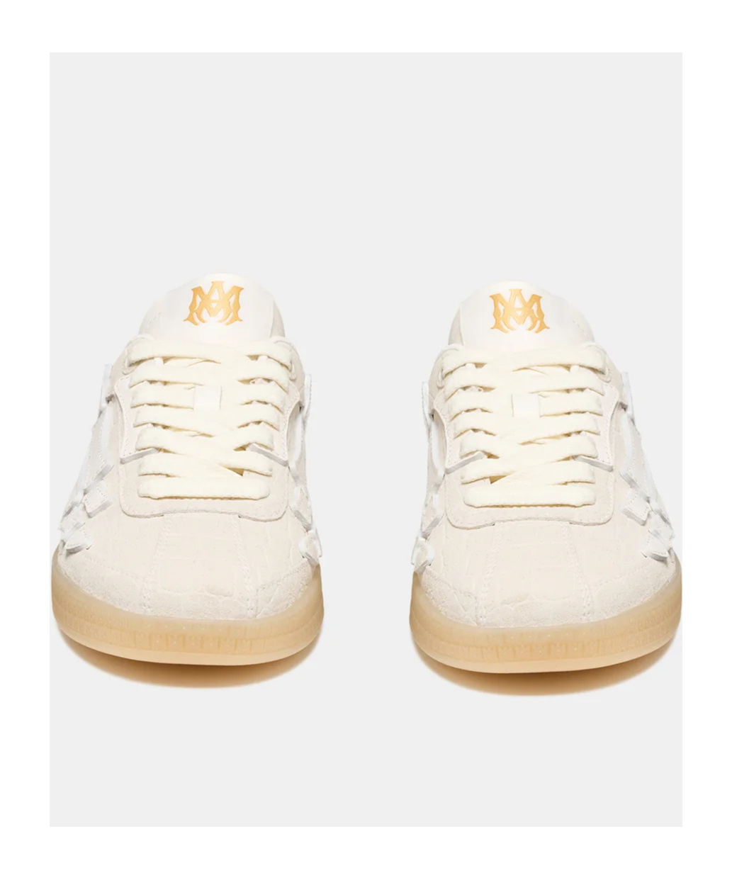 Amiri Off-white Croc Debossed Pacific Bones Sneakers In White