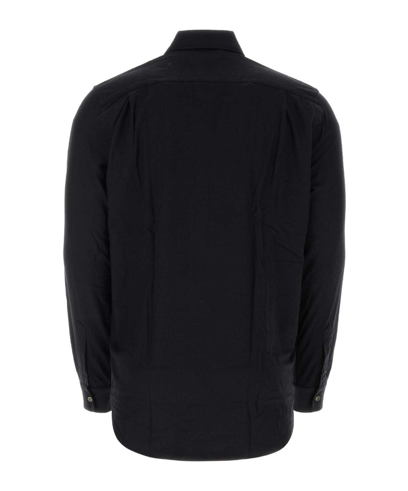 Our Legacy Classic Black Silk Shirt With Contrasting Button Closure In Blue