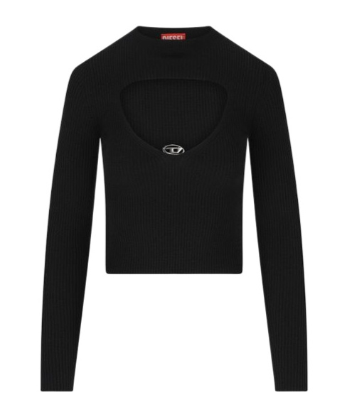 Diesel Logo Plaque Crewneck Jumper In Black