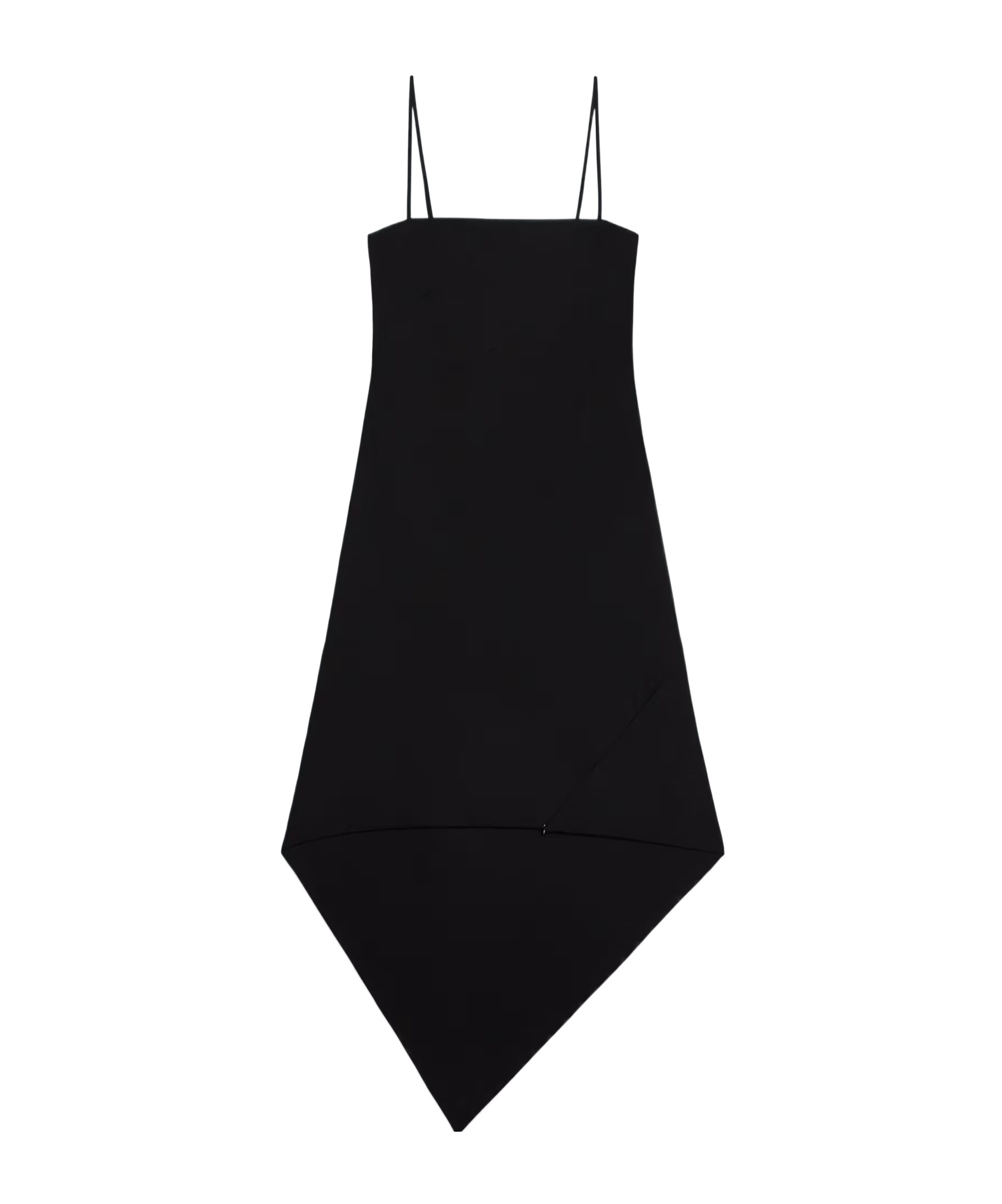 Helmut Lang Asymmetrical Hem Midi Dress In Black