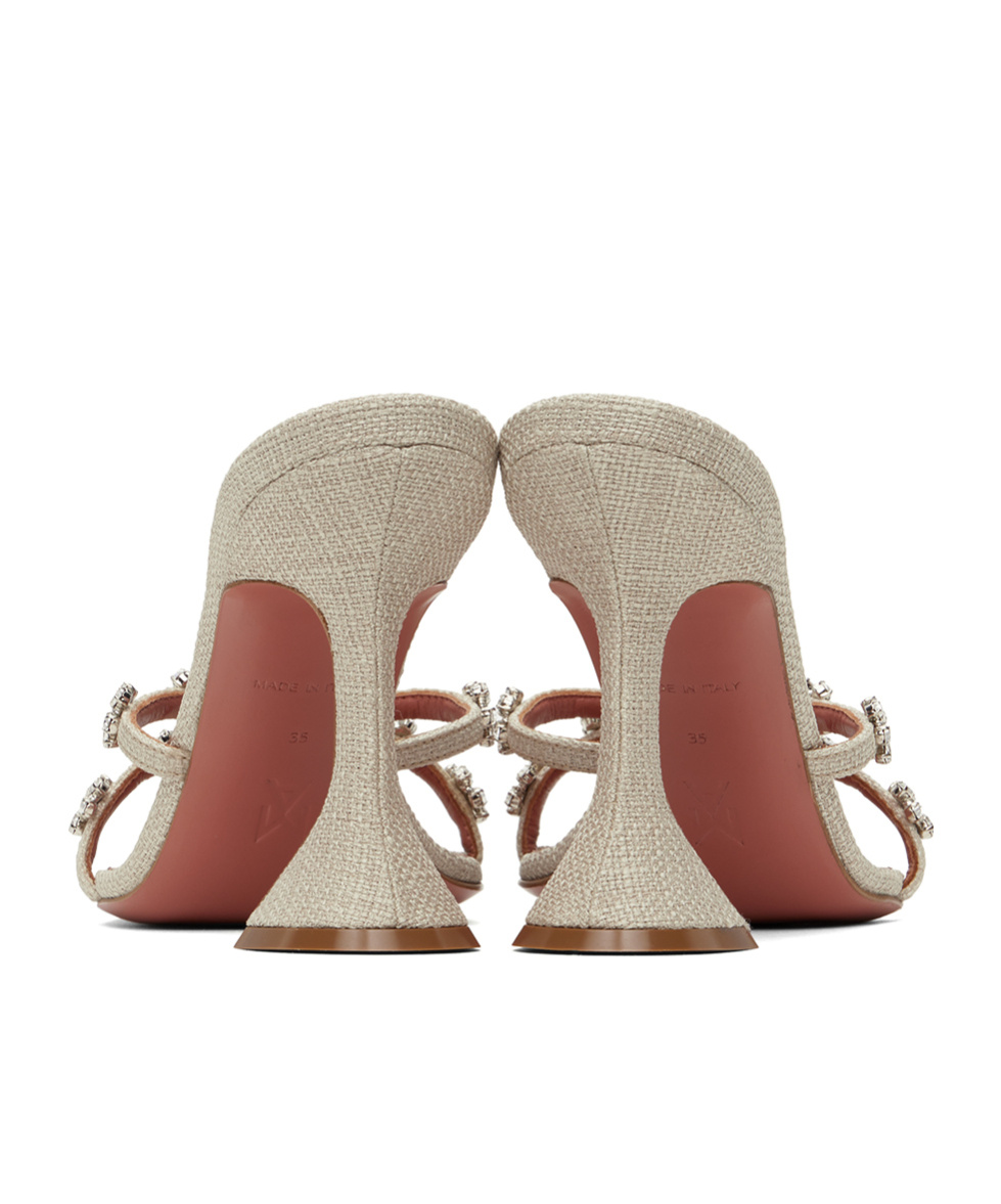 Shop Amina Muaddi Lily Slipper's Crystal-trimmed High-heeled Sandals In Nude