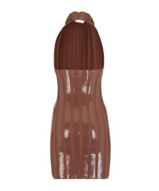 Fendi High Neck Open Back Dress In Brown
