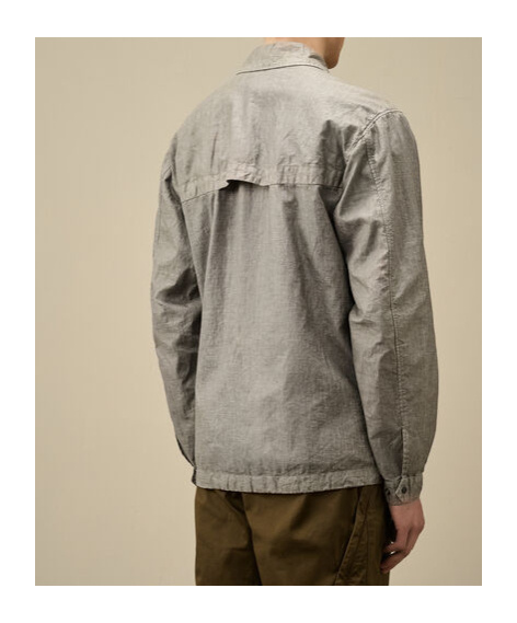 C.p. Company Cp Company Lino Wax Overshirt Limestone In Gray