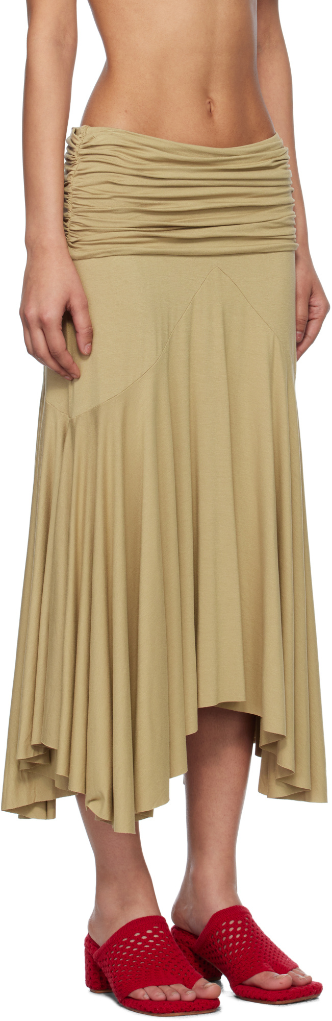 Gimaguas Beige Fortuna Midi Skirt In Nude