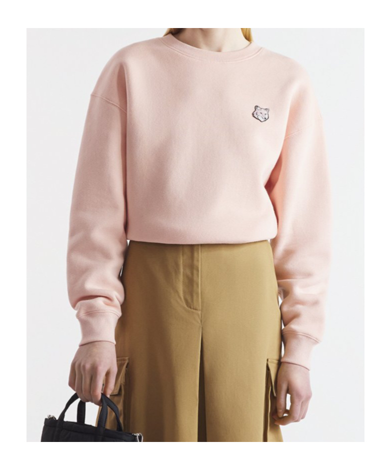 Shop Maison Kitsuné Bold Fox Head Patch Crewneck Sweatshirt In Pink