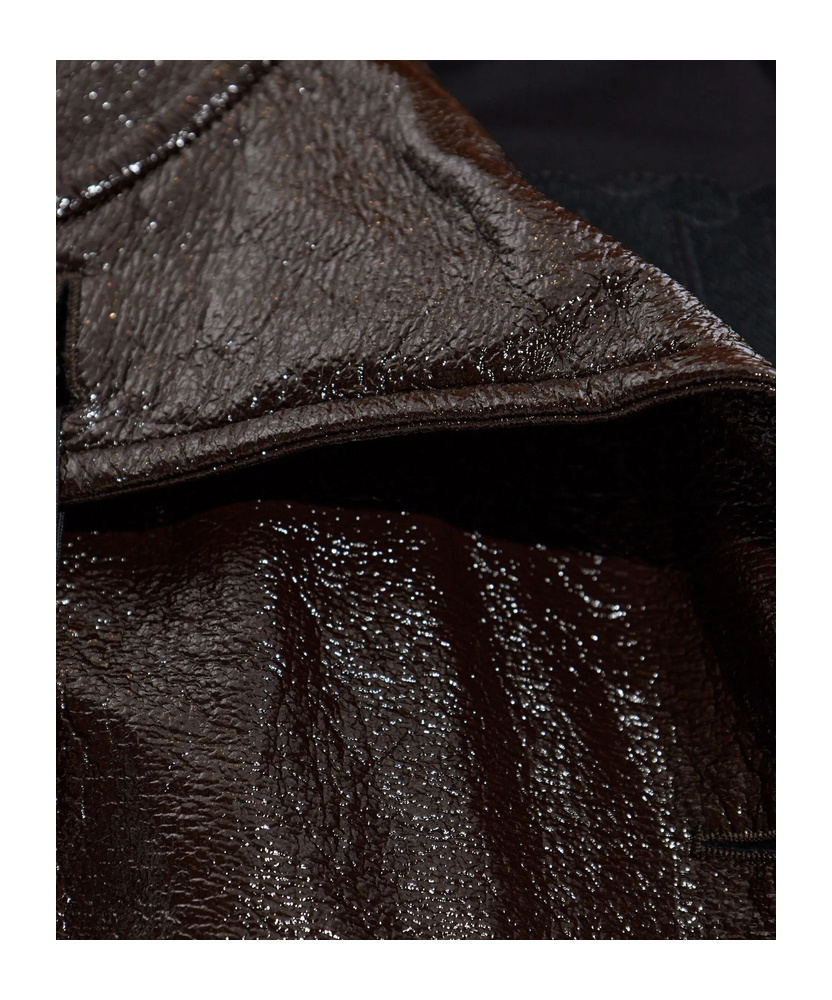 Sportmax Short Trench Coat With Patent Effect And Bomber Inspired Details In Brown