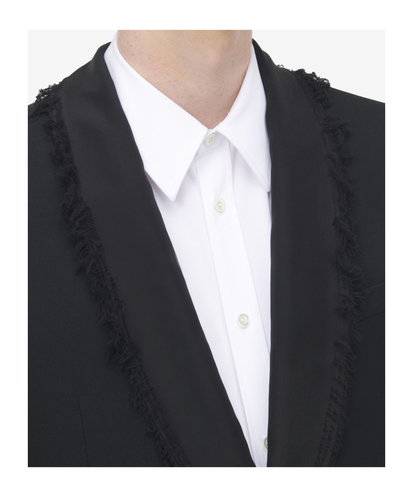 Alexander Mcqueen Men's Frayed Lapel Single-breasted Jacket In Black In Black