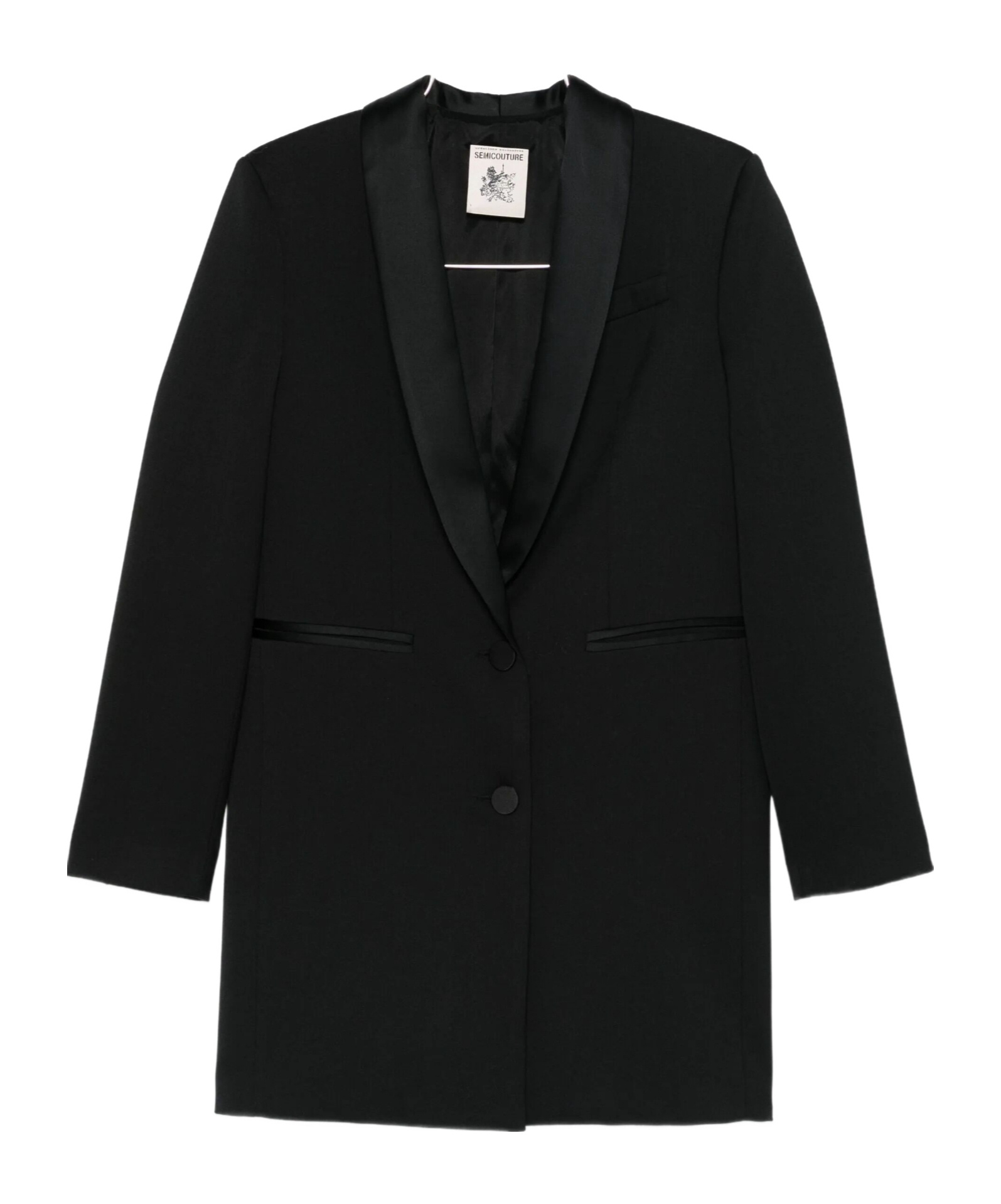 Semicouture Lapel Long-sleeved Suit Jacket In Black