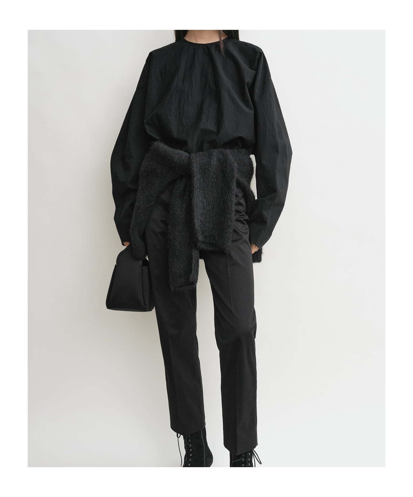Totême Round-collar And Long-sleeved Top In Black