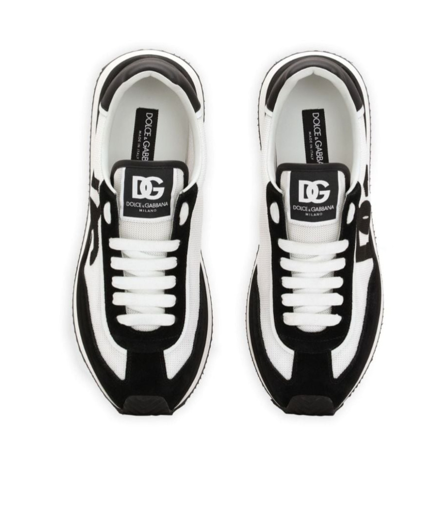 Dolce & Gabbana Multicolor Mesh And Split Leather Cushion Sneakers In Black