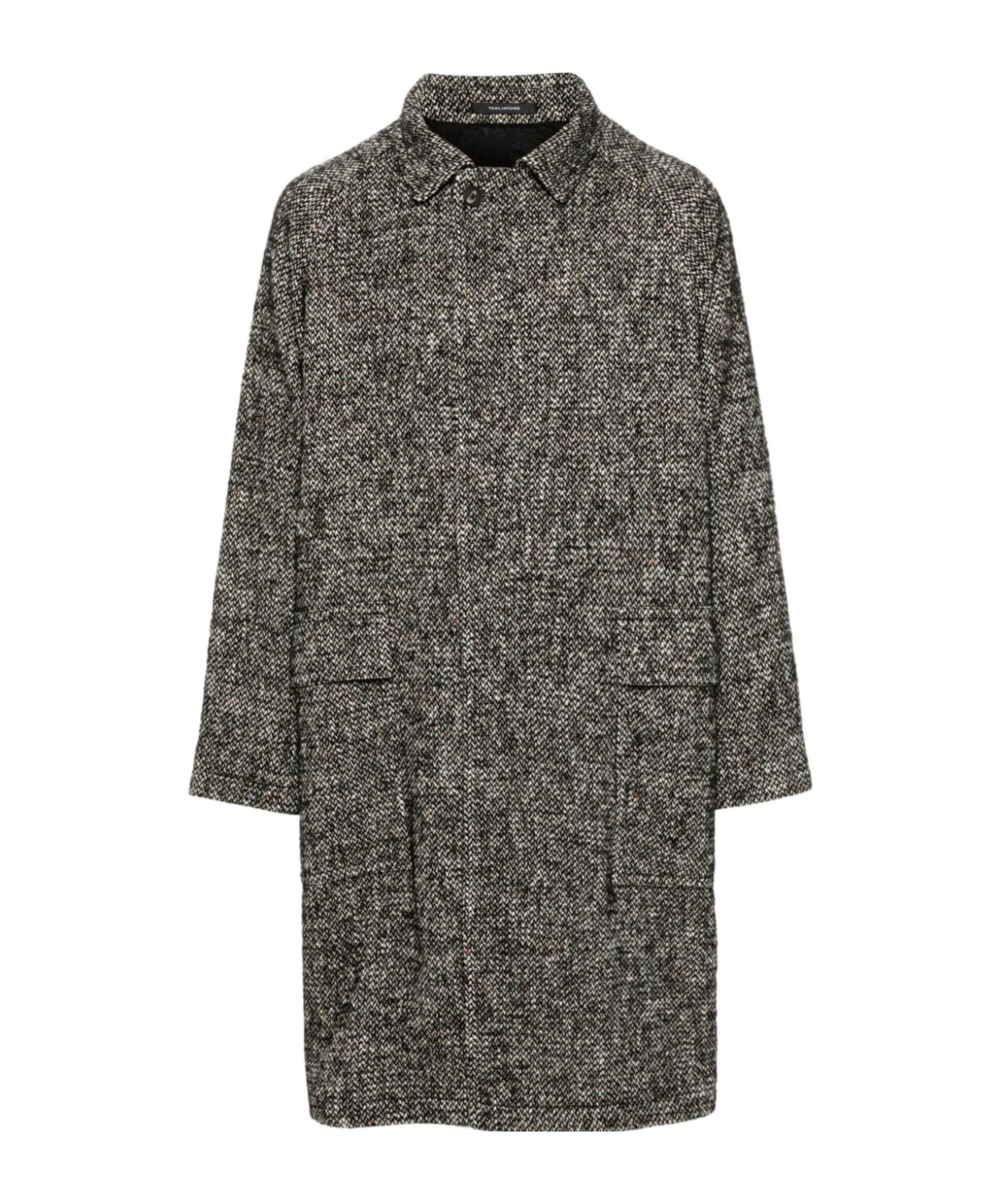 Tagliatore Gray Cotton Blend Coat In Black